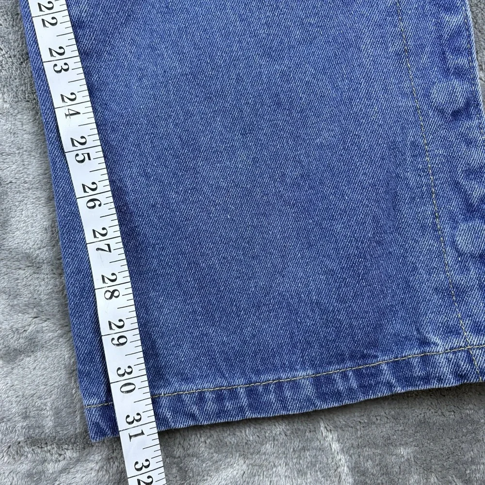 Mens Denim Cargo Jeans Blue‎ Medium Wide Leg Snaps Streetwear Utility Y2K Skater